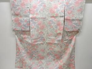 アンティーク　本場小千谷ちぢみ　菊に松模様織り出し着物